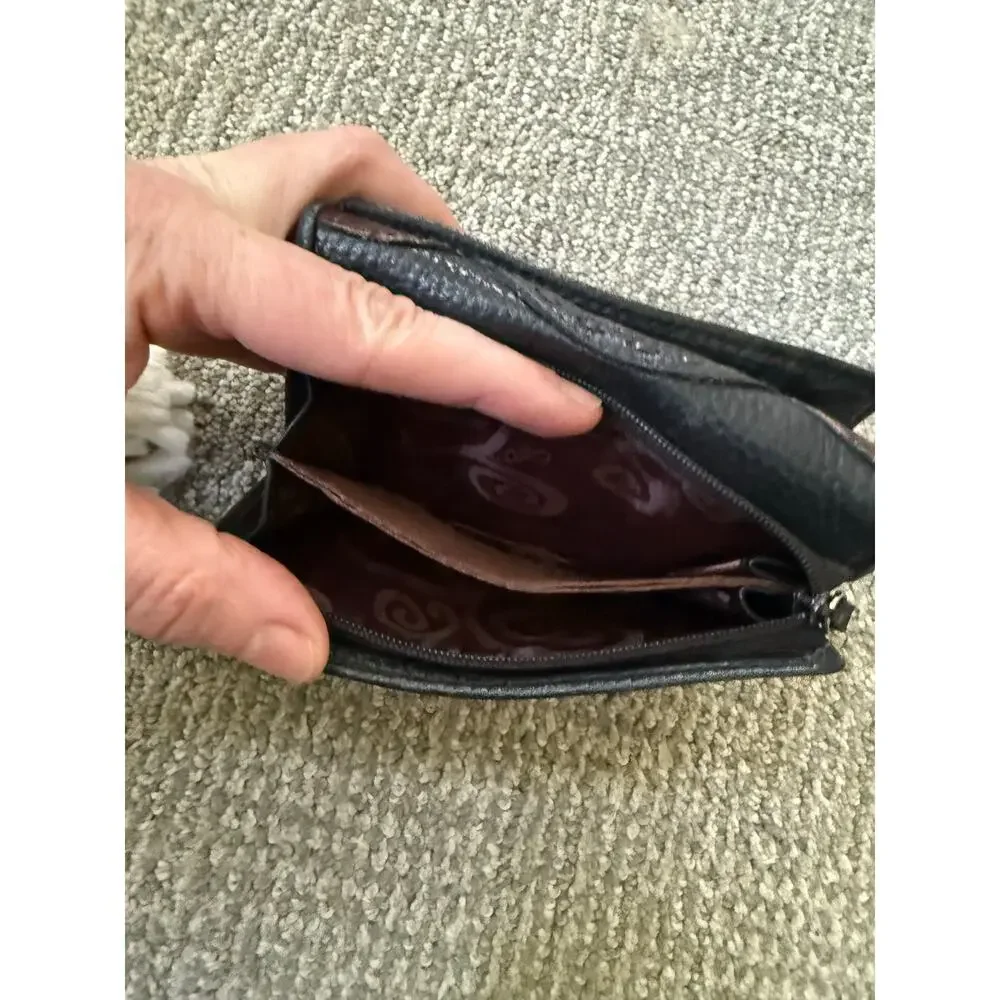 Brighton black and brown leather‎ layered floral front wallet